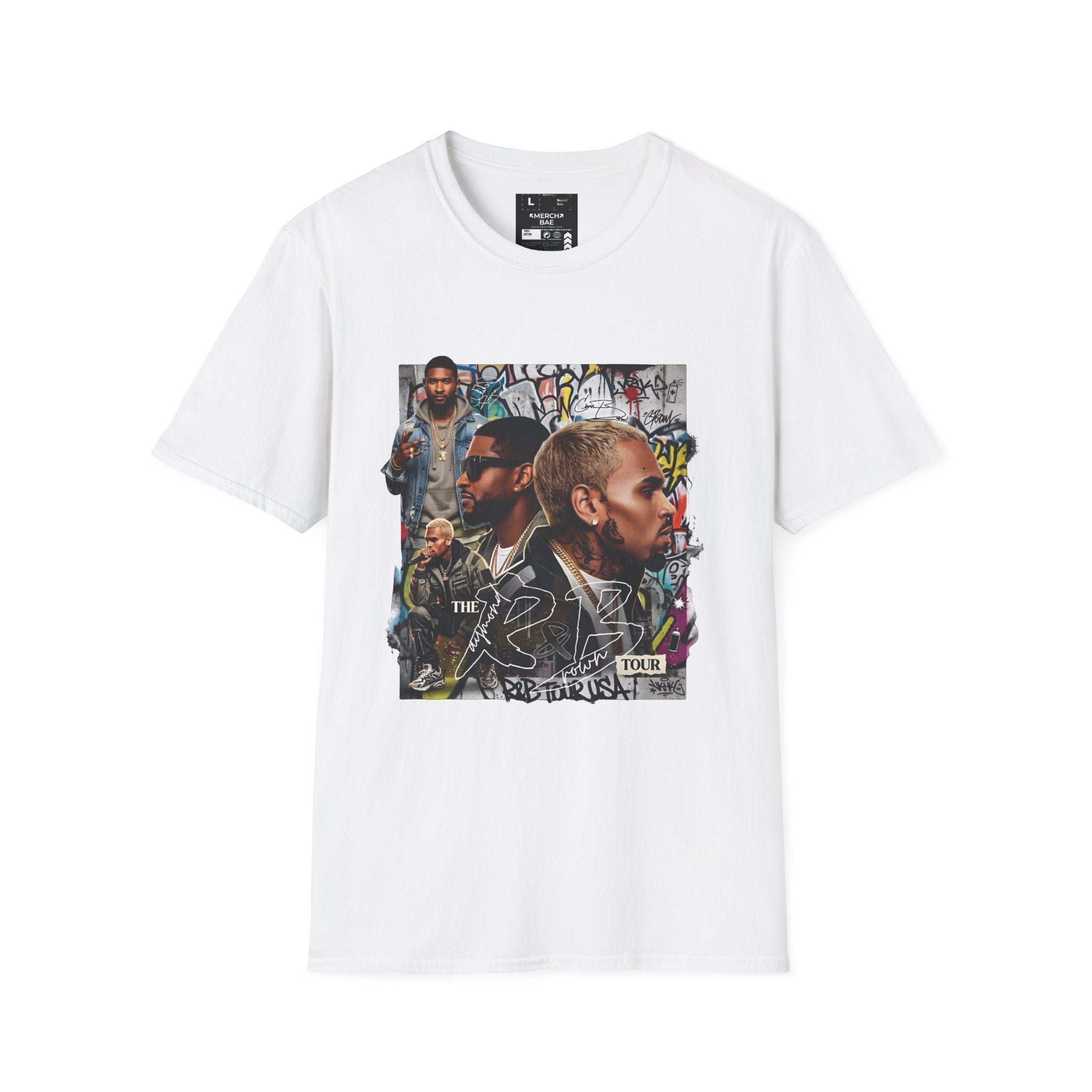 Colorful R&B Legends Chris & Usher Collage Graphic T-Shirt